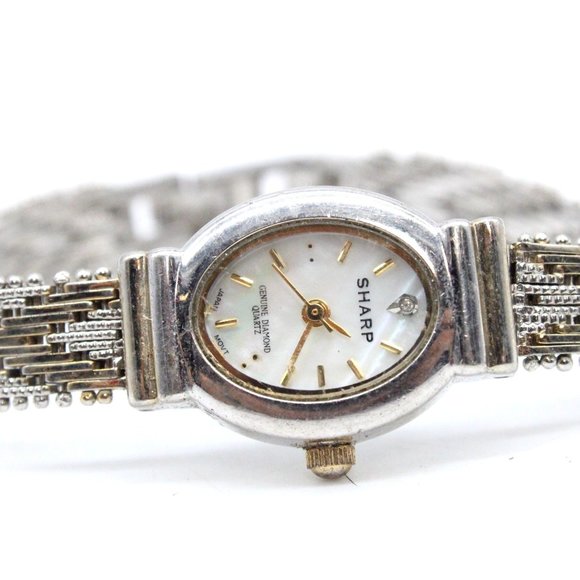 Vintage Sharp Watch Womens Silver Tone Stainless Steel White Classic Dial - Picture 6 of 9